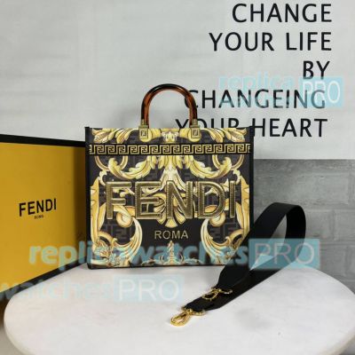 Replica Fend-i Sunshine Century Joint Black Gold Tote Bag